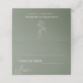 Sage Ivoor Ivy Bloemen Boho Bruiloft Plaatskaartje (Buitenkant ongevouwen)