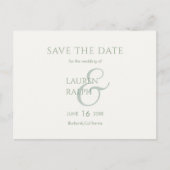 Sage & Ivoor Script Bruiloft Sla de datum op Aankondigingskaart (Voorkant)