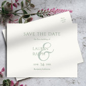 Sage & Ivoor Script Bruiloft Sla de datum op Aankondigingskaart