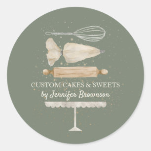 Sage Ivory bakkerij chef op maat gemaakt zakelijk Ronde Sticker