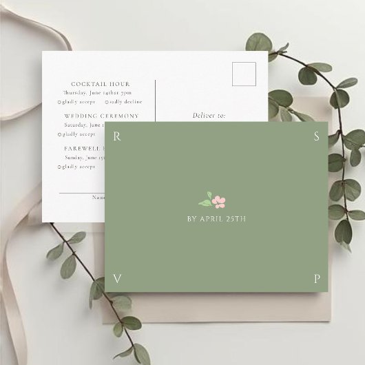 Sage & Ivory | Chic Huwelijksreactie Reactiebriefk Briefkaart