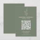 Sage Ivory Ivy Floral QR Trouwwebsite Informatiekaartje (Voorkant / Achterkant)