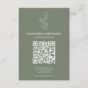 Sage Ivory Ivy Floral QR Trouwwebsite Informatiekaartje