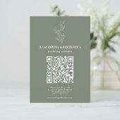 Sage Ivory Ivy Floral QR Trouwwebsite Informatiekaartje (Staand voorkant)