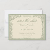 Sage Ivory Vintage Botanical Trellis Arch Wedding Save The Date (Voorkant)