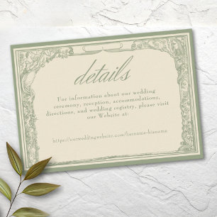Sage Ivory Vintage Botanische Trellis Boog Bruilof Informatiekaartje