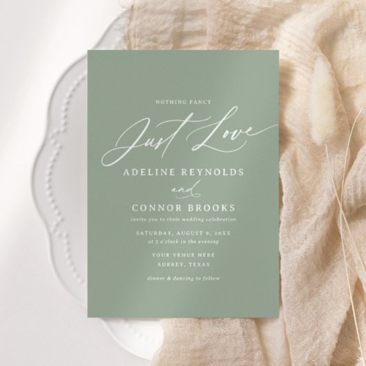 Sage kalligrafie niets Fancy gewoon liefde bruilof Kaart