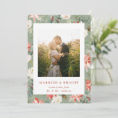 Sage Kerstmis Bloemen Getrouwd en Bright Pas getro Feestdagenkaart (Staand voorkant)