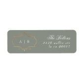 Sage klassieke traditionele gouden monogram bruilo etiket (Voorkant)