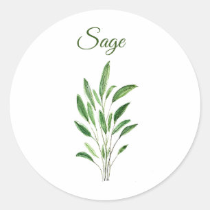 Sage Kruiden Waterverf Keuken Groen Rustiek Ronde Sticker