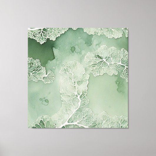 Sage Lace Lichen Abstract - Biologisch Modern Canvas Afdruk (Voorkant)