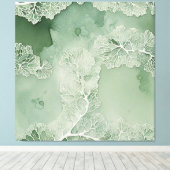 Sage Lace Lichen Abstract - Biologisch Modern Canvas Afdruk (Insitu (Houten vloer))