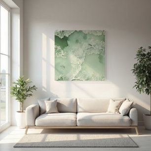 Sage Lace Lichen Abstract - Biologisch Modern Canvas Afdruk