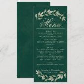 Sage Laurel Leaves Rustic Emerald Green Wedding Menu (Voorkant / Achterkant)