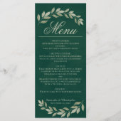 Sage Laurel Leaves Rustic Emerald Green Wedding Menu (Voorkant)