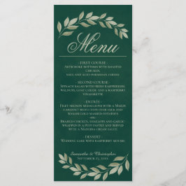 Sage Laurel Leaves Rustic Emerald Green Wedding Menu