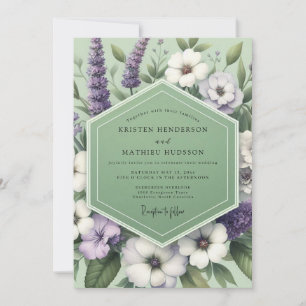 Sage Lavendel Weide Bruiloft Kaart