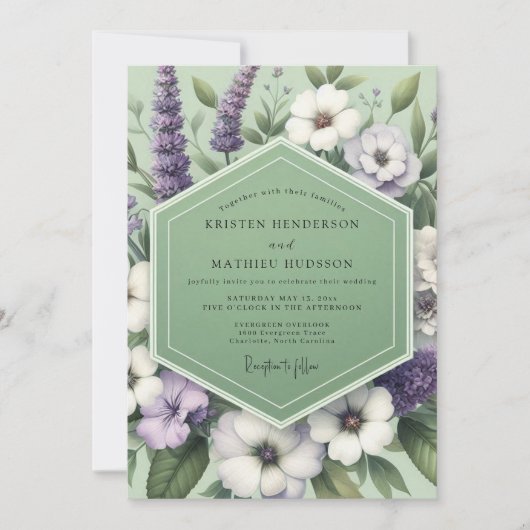 Sage Lavender Meadow Wedding Kaart (Voorkant)