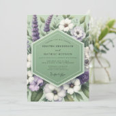 Sage Lavender Meadow Wedding Kaart (Staand voorkant)