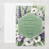 Sage Lavender Meadow Wedding Kaart (Voorkant / Achterkant)
