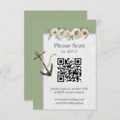 Sage Lavender QR Code Ship Anchor Floral Wedding S RSVP Kaartje (Voorkant / Achterkant)
