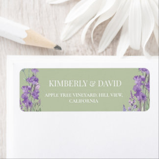 Sage & Lavender Wilde Bloem Rustieke Trouwetiket Etiket