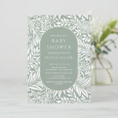 Sage Leaf Floral Baby shower Invitation Kaart (Staand voorkant)