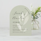 Sage Leaf Modern Arch Engagement Party Kaart (Staand voorkant)