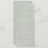 Sage Leaf Motif Thanksgiving Dinner Flat 4 Course Menu (Voorkant / Achterkant)