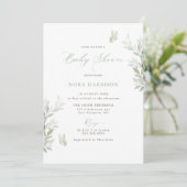 Sage Leaves Butterflies Baby shower Kaart (Staand voorkant)