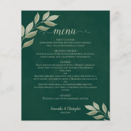 Sage Leaves on Emerald Budget Wedding Menu