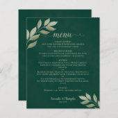 Sage Leaves on Emerald Budget Wedding Menu (Voorkant / Achterkant)