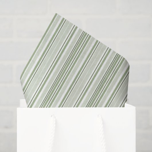 Sage (Licht, Medium, Donker) & Witte Strepen Elega Tissuepapier (Cadeauzakje)