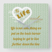 Sage Life Wall Clock van Poet Adiela Akoo Vierkante Klok (Voorkant)