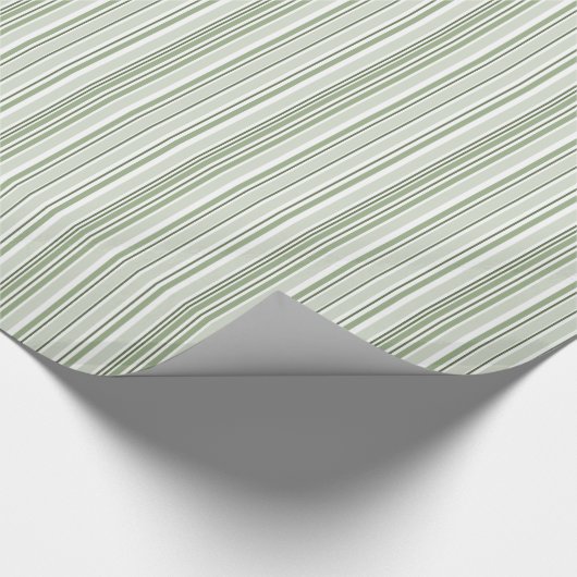 Sage (light, medium, dark) and White Stripes Cadeaupapier (Hoek)