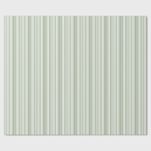 Sage (light, medium, dark) and White Stripes Cadeaupapier (Vlak)