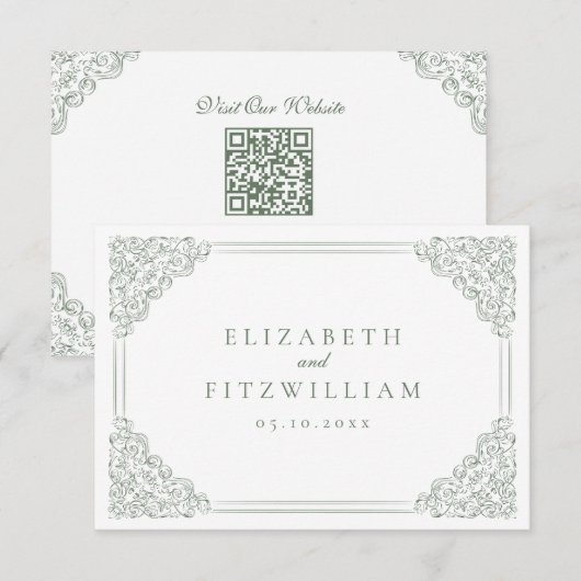  Sage Lijst Elegante Trouwdetails Enclos Informatiekaartje (Voorkant / Achterkant)