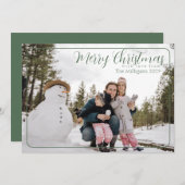 Sage Lijst Merry Kerstmis met Photo Holiday Card Feestdagenkaart (Voorkant / Achterkant)