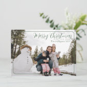 Sage Lijst Merry Kerstmis met Photo Holiday Card Feestdagenkaart (Staand voorkant)