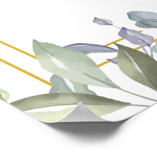 Sage Lila Bloemen Geometrisch Bruiloft Welkomstbor Poster (Hoek)