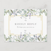 Sage Lila Greenery Wedding RSVP Uitnodiging (Voorkant)