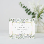Sage Lila Greenery Wedding RSVP Uitnodiging (Staand voorkant)