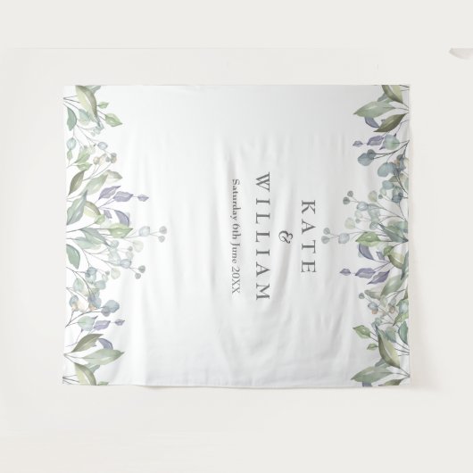 Sage Lila Groene Huwelijksfotocabine Achtergrond Wandkleed (Voorkant (horizontaal))