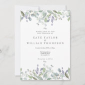 Sage Lila Groenery Watercolor Bloem Bruiloft Kaart (Voorkant)
