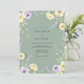 Sage Lilac Bloei Bruiloft Kaart (Staand voorkant)