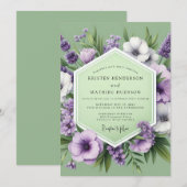 Sage Lilac Meadow Wedding Kaart (Voorkant / Achterkant)
