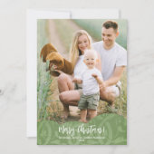 Sage Linen Filigree Foto met kerstfeestdag Kaart (Voorkant)