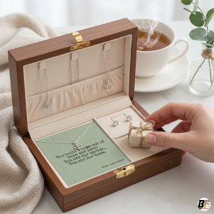 Sage Linen Home & Anchor Sieraden Doos Berichtkaar Vierkante Visitekaartje