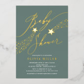 Sage Little Star Folie Invitation Folie Uitnodiging (Voorkant)