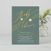 Sage Little Star Folie Uitnodiging (Staand Voorkant)